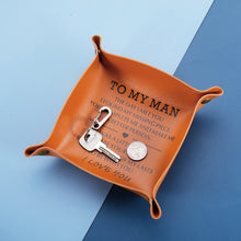 将图片加载到图库查看器,Anniversary Valentines Day Gifts for Him Husband Boyfriend, Leather Valet Tray for Men 3 year Anniversary for Him Husband Gifts from Wife, Birthday Christmas Gifts for Husband Boyfriend Romantic Gifts