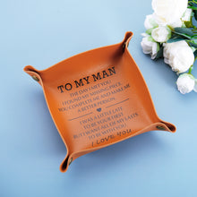 将图片加载到图库查看器,Anniversary Valentines Day Gifts for Him Husband Boyfriend, Leather Valet Tray for Men 3 year Anniversary for Him Husband Gifts from Wife, Birthday Christmas Gifts for Husband Boyfriend Romantic Gifts