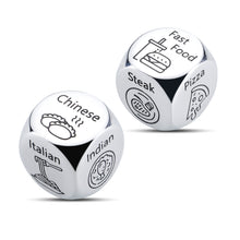 将图片加载到图库查看器,2 Pcs Anniversary Valentines Day Date Night Gifts for Couples Husband Wife 11th Steel Anniversary Food Decision Dice Gifts for Boyfriend Girlfriend Funny Gag Gifts Birthday Son Daughter Teen Boys Girl
