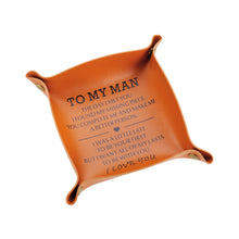 将图片加载到图库查看器,Anniversary Valentines Day Gifts for Him Husband Boyfriend, Leather Valet Tray for Men 3 year Anniversary for Him Husband Gifts from Wife, Birthday Christmas Gifts for Husband Boyfriend Romantic Gifts