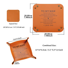 将图片加载到图库查看器,Anniversary Valentines Day Gifts for Him Husband Boyfriend, Leather Valet Tray for Men 3 year Anniversary for Him Husband Gifts from Wife, Birthday Christmas Gifts for Husband Boyfriend Romantic Gifts