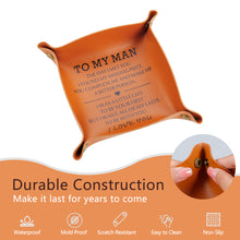 将图片加载到图库查看器,Anniversary Valentines Day Gifts for Him Husband Boyfriend, Leather Valet Tray for Men 3 year Anniversary for Him Husband Gifts from Wife, Birthday Christmas Gifts for Husband Boyfriend Romantic Gifts