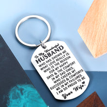 将图片加载到图库查看器,Christmas Gifts for Husband from Wife Anniversary Keychain for Men Hubby Valentines Gifts for Him Boyfriend Mens Wedding Birthday Gifts for Groom Fiance from Fiancee Bride Engagement Present Jewelry