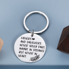 将图片加载到图库查看器,Fathers Day Gift from Daughter Dad Keychain Birthday Christmas Thanksgiving Presents Charm for Daddy Step Dad Husband from Step Daughter Wife Fathers and Daughters Never Truly Part Key Ring for Him