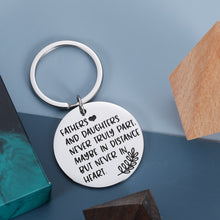 将图片加载到图库查看器,Fathers Day Gift from Daughter Dad Keychain Birthday Christmas Thanksgiving Presents Charm for Daddy Step Dad Husband from Step Daughter Wife Fathers and Daughters Never Truly Part Key Ring for Him