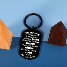 将图片加载到图库查看器,Son Christmas Gifts from Mom Dad Stocking Stuffers for Boys Inspirational Keychain for Men Kids Motivational 21st 30th Birthday Graduation Gifts for Him Valentine's Day Step Son Wedding Gifts Groom