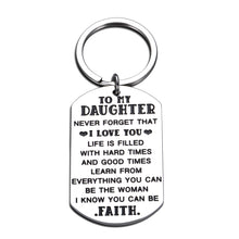 将图片加载到图库查看器,To My Daughter Gifts Keychain from Mom Dad Inspirational Key Ring for Teens Girls Birthday Christmas Pendant from Stepmother Stepfather Family Graduation New Year Present Charm for Women Her