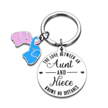 将图片加载到图库查看器,Aunt Niece Gifts Keychain Birthday Valentine thank you gifts for Auntie Niece Women Thanksgiving Christmas Pendant the Love Between an Aunt and Niece Knows No Distance Wedding Jewelry for Her