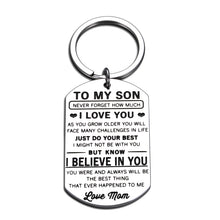 将图片加载到图库查看器,Inspirational Gifts to My Son Keychain from Mom Never Forget How Much I Love You Birthday Christmas Graduation Gift for Boys Teens Coming-of-age Back to School Pendant from Mother in Law Stepmother