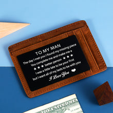 将图片加载到图库查看器,To My Man Wallet Insert Card I Love You Gifts for Boyfriend Husband Anniversary Birthday Gifts for Him from Girlfriend Wife Engagement Wedding Gift Card for Groom Fiance from Bride Fiancee
