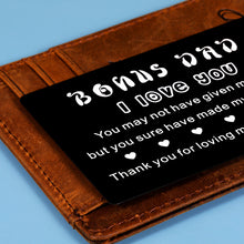将图片加载到图库查看器,Bonus Dad Father Day Gifts from Son Daughter, Stepdad Gifts Wallet Insert Card for Men Him from Kids, Birthday Wedding Gifts for Bonus Dad Stepdad Papa, Best Bonus Dad Ever Wallet Insert Decor