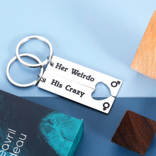 将图片加载到图库查看器,Valentines Day Gifts for Boyfriend Girlfriend 2PCS Couple Keychains for Him Her His Crazy Her Weirdo Anniversary Birthday Gifts for Husband Wife Fiancee Fiance Wedding Christmas Gift for Bride Groom