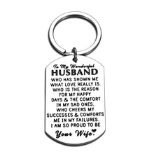 将图片加载到图库查看器,Christmas Gifts for Husband from Wife Anniversary Keychain for Men Hubby Valentines Gifts for Him Boyfriend Mens Wedding Birthday Gifts for Groom Fiance from Fiancee Bride Engagement Present Jewelry