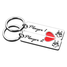 将图片加载到图库查看器,2 Pcs Funny Gamer Gifts for Men Women Valentines Day Gifts for Him Boyfriend from Her Girlfriend Couples Keychain Anniversary Birthday Christmas Gifts for Husband Wife Fiance Fiancee Player 1 Player 2