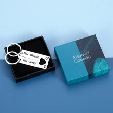 将图片加载到图库查看器,Valentines Day Gifts for Boyfriend Girlfriend 2PCS Couple Keychains for Him Her His Crazy Her Weirdo Anniversary Birthday Gifts for Husband Wife Fiancee Fiance Wedding Christmas Gift for Bride Groom