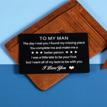 将图片加载到图库查看器,To My Man Wallet Insert Card I Love You Gifts for Boyfriend Husband Anniversary Birthday Gifts for Him from Girlfriend Wife Engagement Wedding Gift Card for Groom Fiance from Bride Fiancee