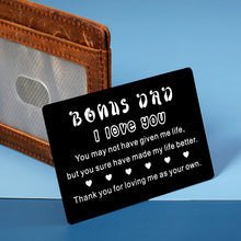 将图片加载到图库查看器,Bonus Dad Father Day Gifts from Son Daughter, Stepdad Gifts Wallet Insert Card for Men Him from Kids, Birthday Wedding Gifts for Bonus Dad Stepdad Papa, Best Bonus Dad Ever Wallet Insert Decor