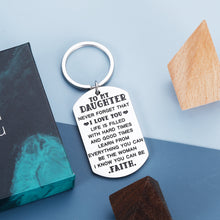 将图片加载到图库查看器,To My Daughter Gifts Keychain from Mom Dad Inspirational Key Ring for Teens Girls Birthday Christmas Pendant from Stepmother Stepfather Family Graduation New Year Present Charm for Women Her