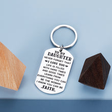 将图片加载到图库查看器,To My Daughter Gifts Keychain from Mom Dad Inspirational Key Ring for Teens Girls Birthday Christmas Pendant from Stepmother Stepfather Family Graduation New Year Present Charm for Women Her