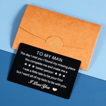 将图片加载到图库查看器,To My Man Wallet Insert Card I Love You Gifts for Boyfriend Husband Anniversary Birthday Gifts for Him from Girlfriend Wife Engagement Wedding Gift Card for Groom Fiance from Bride Fiancee