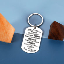 将图片加载到图库查看器,Grandson Gifts from Grandma Grandpa Christmas Gifts for Teenage Boys Inspirational Gifts for Men Kids Teen Him Keychain Birthday Graduation Back to School Stocking Stuffers for Boys Motivational Gifts