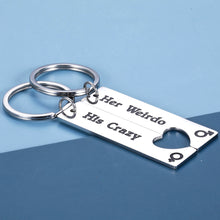 将图片加载到图库查看器,Valentines Day Gifts for Boyfriend Girlfriend 2PCS Couple Keychains for Him Her His Crazy Her Weirdo Anniversary Birthday Gifts for Husband Wife Fiancee Fiance Wedding Christmas Gift for Bride Groom