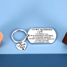 将图片加载到图库查看器,Christmas Gifts for Husband from Wife Stocking Stuffers for Men Hubby I Love You Gifts Keychain Him Boyfriend Anniversary Valentine Gifts for Fiancé Birthday Wedding Gifts for Groom from Women Bride