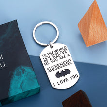 将图片加载到图库查看器,Dad Birthday Gift Keychain Christmas Father's Day Gifts from Kids Key Ring for Daddy Step Dad Husband Dad to Be from Daughter Son Wife Valentine Anniversary Gift for Men Him Superhero I Love You