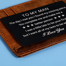 将图片加载到图库查看器,To My Man Wallet Insert Card I Love You Gifts for Boyfriend Husband Anniversary Birthday Gifts for Him from Girlfriend Wife Engagement Wedding Gift Card for Groom Fiance from Bride Fiancee