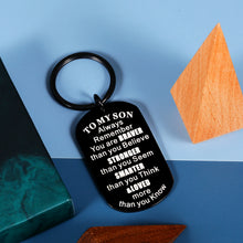 将图片加载到图库查看器,Son Christmas Gifts from Mom Dad Stocking Stuffers for Boys Inspirational Keychain for Men Kids Motivational 21st 30th Birthday Graduation Gifts for Him Valentine's Day Step Son Wedding Gifts Groom