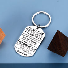 将图片加载到图库查看器,Inspirational Gifts to My Son Keychain from Mom Never Forget How Much I Love You Birthday Christmas Graduation Gift for Boys Teens Coming-of-age Back to School Pendant from Mother in Law Stepmother