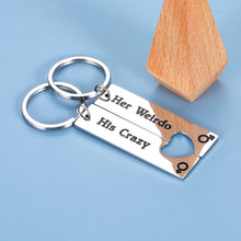 将图片加载到图库查看器,Valentines Day Gifts for Boyfriend Girlfriend 2PCS Couple Keychains for Him Her His Crazy Her Weirdo Anniversary Birthday Gifts for Husband Wife Fiancee Fiance Wedding Christmas Gift for Bride Groom