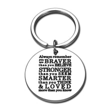 将图片加载到图库查看器,Inspirational-gift Positive Quotes Keychain Men Women Son Daughter Birthday Graduation Motivational Pendant Always Remember You Are Braver Than You Believe Unisex Accessories for Mom Dad Best Friends