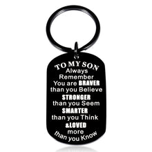 将图片加载到图库查看器,Son Christmas Gifts from Mom Dad Stocking Stuffers for Boys Inspirational Keychain for Men Kids Motivational 21st 30th Birthday Graduation Gifts for Him Valentine's Day Step Son Wedding Gifts Groom