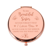 将图片加载到图库查看器,Sisters Gifts from Sister Rose Gold Compact Mirror Sister Christmas Gifts for Women Friends Sister in Law Stocking Stuffers for Teen Girls Birthday Graduation Valentines Day Sister Gifts from Brother