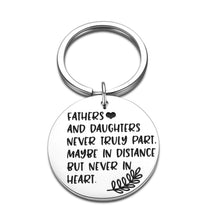 将图片加载到图库查看器,Fathers Day Gift from Daughter Dad Keychain Birthday Christmas Thanksgiving Presents Charm for Daddy Step Dad Husband from Step Daughter Wife Fathers and Daughters Never Truly Part Key Ring for Him
