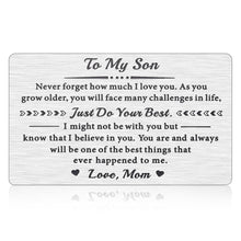 将图片加载到图库查看器,Son Gifts from Mom Wallet Card Insert Birthday Gift Card Teen Boy Gifts Christmas Gifts for Men Kids Graduation Gifts Valentines Day Gifts Off to College Back to School Stocking Stuffers for Teen Boys