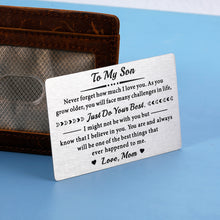 将图片加载到图库查看器,Son Gifts from Mom Wallet Card Insert Birthday Gift Card Teen Boy Gifts Christmas Gifts for Men Kids Graduation Gifts Valentines Day Gifts Off to College Back to School Stocking Stuffers for Teen Boys