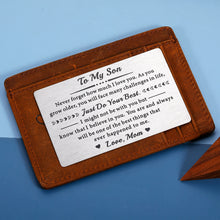 将图片加载到图库查看器,Son Gifts from Mom Wallet Card Insert Birthday Gift Card Teen Boy Gifts Christmas Gifts for Men Kids Graduation Gifts Valentines Day Gifts Off to College Back to School Stocking Stuffers for Teen Boys