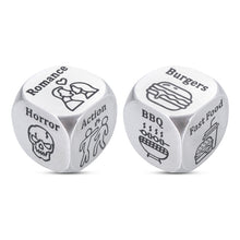 将图片加载到图库查看器，2 Pcs Food Movie Date Night Gifts for Him Her, Funny Date Night Gift Ideas Movie Food Decision Dice Gifts for Boyfriend Girlfriend Couples Husband Wife Birthday Anniversary Christmas Stocking Stuffers
