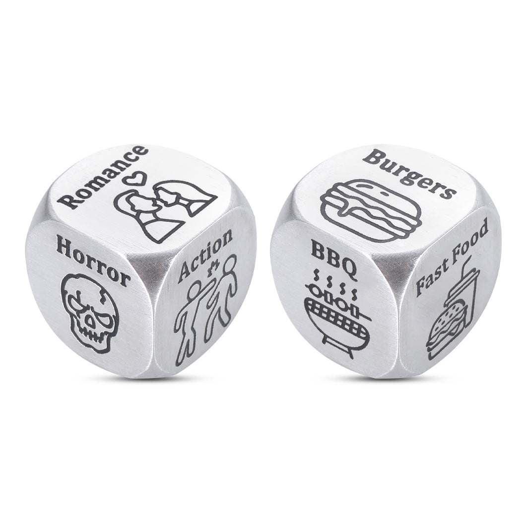 2 Pcs Food Movie Date Night Gifts for Him Her, Funny Date Night Gift Ideas Movie Food Decision Dice Gifts for Boyfriend Girlfriend Couples Husband Wife Birthday Anniversary Christmas Stocking Stuffers