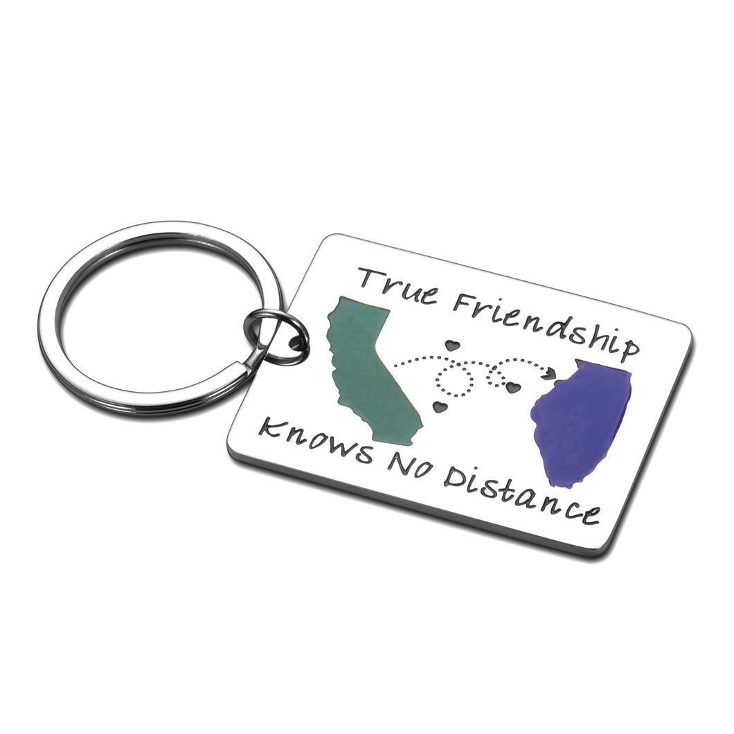Long Distance Friendship Keychain - BFF Gifts For Men & Women, Stainless Steel Compass Keyring